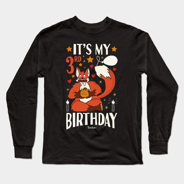 It's My 3rd Birthday Fox Long Sleeve T-Shirt by Tesszero